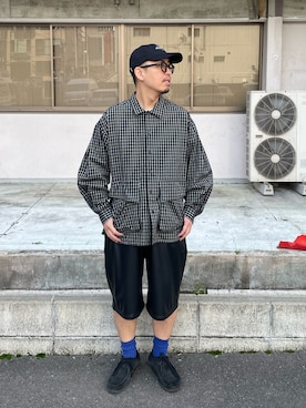 「CIAOPANIC（チャオパニック）のBIGポケットチェックシャツ（シャツ/ブラウス）」を使った、takayaikedaさん（メンズ・167cm）の春コーディネート