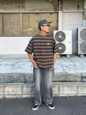 「アイテム（デニムパンツ）」を使った、takayaikedaさん（メンズ・167cm）の夏コーディネート
