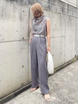 「VACANCY（ヴァカンシー）のシアーパイピングサンダル（サンダル）」を使った、KASUMIさん（レディース・161cm）の春コーディネート