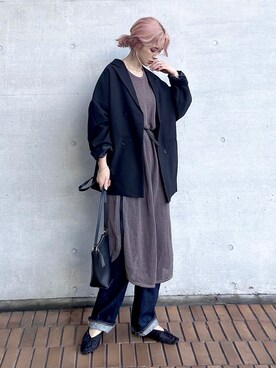 「INTER FACTORY（インターファクトリー）のアイテム（テーラードジャケット）」を使った、KASUMIさん（レディース・161cm）の秋コーディネート