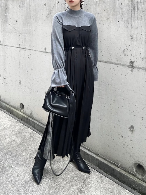 スクエアトゥプレートヒールストレッチショートブーツ（ブーツ