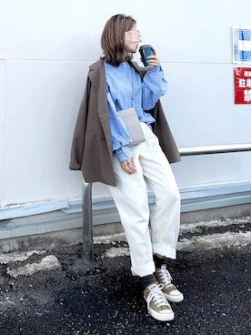 「INTER FACTORY（インターファクトリー）のアイテム（テーラードジャケット）」を使った、KASUMIさん（レディース・161cm）の秋コーディネート