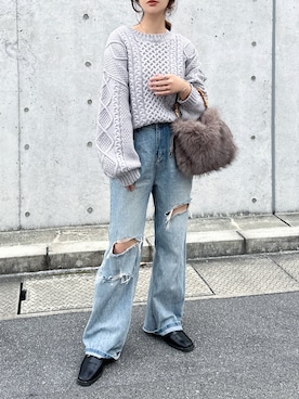 「アイテム（ローファー）」を使った、KASUMIさん（レディース・161cm）の秋コーディネート