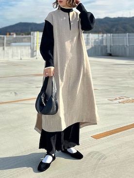 「カンフーシューズ」｜KASUMIさん（レディース・161cm）の冬コーディネート