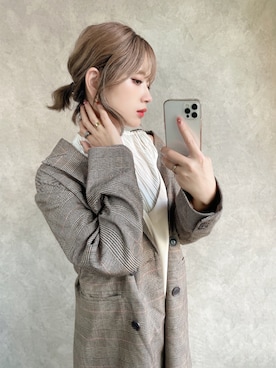 「チェックジャケット」｜「アイテム（その他）」を使った、KASUMIさん（レディース・161cm）の秋コーディネート