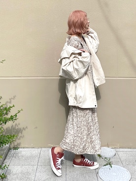 「ワンピース×スニーカー」｜「アイテム（ブルゾン）」を使った、KASUMIさん（レディース・161cm）の夏コーディネート