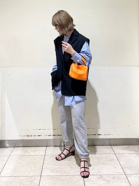 「ごきげんウィーク」｜「アイテム（スウェットパンツ）」を使った、KASUMIさん（レディース・161cm）の春コーディネート