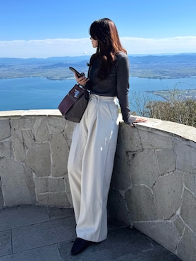 「tiptop（ティップトップ）のメランジリブハイネックプルオーバー（ニット/セーター）」を使った、KASUMIさん（レディース・161cm）の秋コーディネート