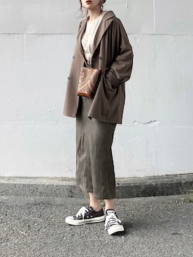 「INTER FACTORY（インターファクトリー）のアイテム（テーラードジャケット）」を使った、KASUMIさん（レディース・161cm）の秋コーディネート