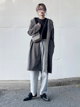 「秋トレンド2021」｜「アイテム（チェスターコート）」を使った、KASUMIさん（レディース・161cm）の秋コーディネート