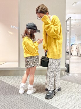 「DISCOAT（ディスコート）の【WEB限定/ユニセックス】モヘアライクシャギーカーディガン（カーディガン/ボレロ）」を使った、ɴɪᴄᴏ.ᴀʏᴀさん（キッズ・120cm）の冬コーディネート