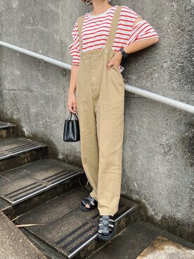 「デニムっていいよね」｜「アイテム（サロペット/オーバーオール）」を使った、ɴɪᴄᴏ.ᴀʏᴀさん（レディース・149cm）の夏コーディネート