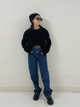 「アイテム（デニムパンツ）」を使った、ɴɪᴄᴏ.ᴀʏᴀさん（キッズ・150cm・10代）の冬コーディネート