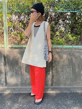 「夏秋ミックス」｜「アイテム（ベスト）」を使った、ɴɪᴄᴏ.ᴀʏᴀさん（レディース・149cm）の夏コーディネート