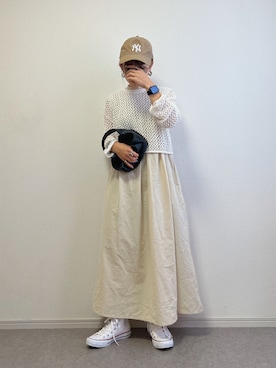 「アイテム（ワンピース/ドレス、ホワイト系）」を使った、ɴɪᴄᴏ.ᴀʏᴀさん（レディース・149cm）の夏コーディネート