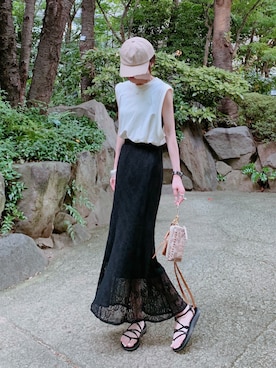 「キャップ女子」｜minmin08_さん（レディース・158cm）の夏コーディネート