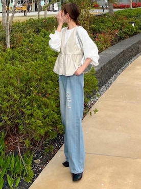 「アイテム（ボストンバッグ、シルバー系）」を使った、minmin08_さん（レディース・158cm）の秋コーディネート