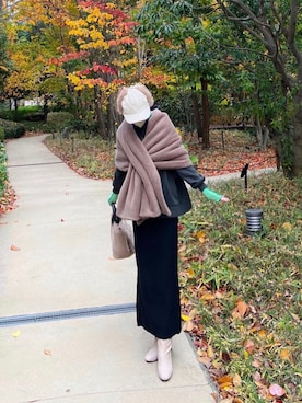 「レイヤードスタイル」｜「しまむら（シマムラ）のアイテム（スウェット）」を使った、minmin08_さん（レディース・158cm）の冬コーディネート