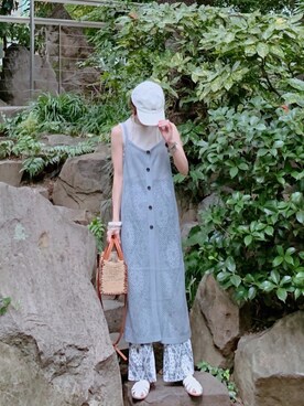 「キャップ女子」｜minmin08_さん（レディース・158cm）の夏コーディネート