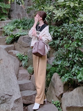 「coca（coca）（コカ）のアイテム（ノーカラージャケット）」を使った、minmin08_さん（レディース・158cm）の秋コーディネート