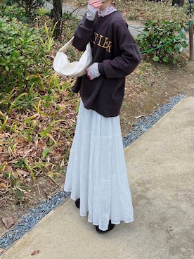 「ボーダーTシャツ」｜「アイテム（トレンチコート）」を使った、minmin08_さん（レディース・158cm）の冬コーディネート