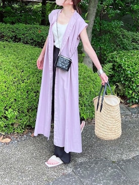 「トングサンダル」｜「アイテム（シャツワンピース）」を使った、minmin08_さん（レディース・158cm）の夏コーディネート