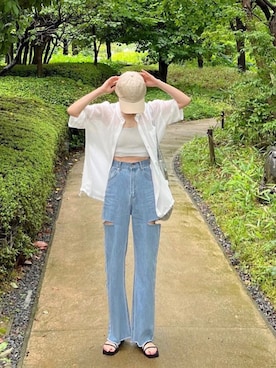 「キャップ女子」｜「アイテム（その他）」を使った、minmin08_さん（レディース・158cm）の夏コーディネート