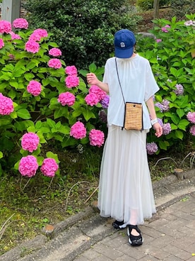 「ティアードスカート」｜「アイテム（スニーカー）」を使った、minmin08_さん（レディース・158cm）の夏コーディネート