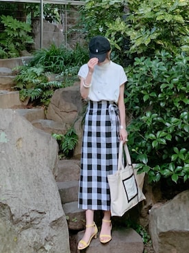 「キャップ女子」｜minmin08_さん（レディース・160cm）の夏コーディネート