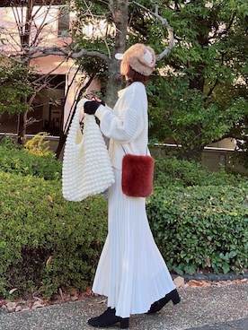 「キャップ女子」｜「アイテム（ステンカラーコート）」を使った、minmin08_さん（レディース・158cm）の冬コーディネート