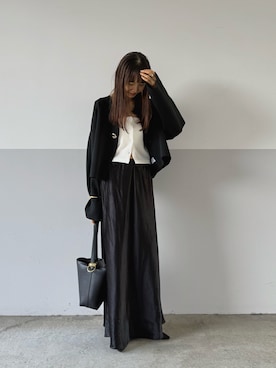 「アイテム（ノーカラージャケット）」を使った、mayumi+さん（レディース・158cm）の秋コーディネート