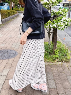 「ごきげんウィーク」｜「アイテム（スウェット）」を使った、mayumi+さん（レディース・158cm）の春コーディネート