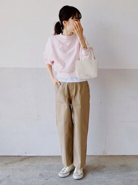 「feepur（フェピュール）のアイテム（チノパンツ）」を使った、mayumi+さん（レディース・158cm）の春コーディネート