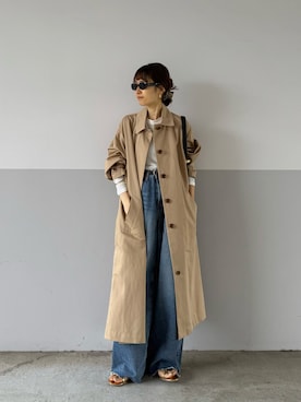 「アイテム（トレンチコート）」を使った、mayumi+さん（レディース・158cm）の秋コーディネート