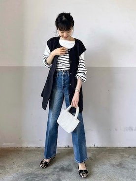 「UR'S（ユアーズ）のアイテム（ベスト）」を使った、mayumi+さん（レディース・158cm）の秋コーディネート