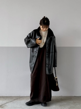 「アイテム（ムートンコート）」を使った、mayumi+さん（レディース・158cm）の秋コーディネート