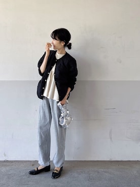 「アイテム（ノーカラージャケット）」を使った、mayumi+さん（レディース・158cm）の秋コーディネート