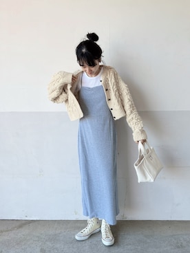 「JUNOAH（ジュノア）のアイテム（オールインワン・サロペット）」を使った、mayumi+さん（レディース・158cm）の秋コーディネート