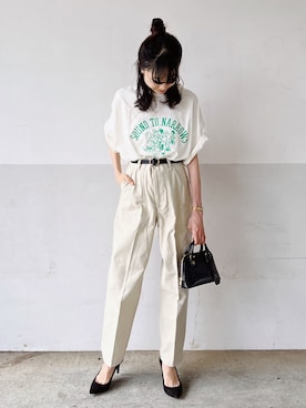 「ISOOK（アイスー）のアイテム（Tシャツ/カットソー）」を使った、mayumi+さん（レディース・158cm）の夏コーディネート