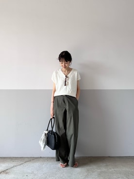 「アイテム（チノパンツ）」を使った、mayumi+さん（レディース・158cm）の夏コーディネート