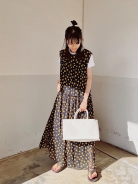 「UNIQLO（ユニクロ）のスーピマコットンリブクルーネックT（半袖）（Tシャツ/カットソー）」を使った、mayumi+さん（レディース・158cm）の秋コーディネート