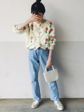 「repos（ルポ）のアイテム（トップス）」を使った、mayumi+さん（レディース・158cm）の春コーディネート