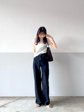 「アイテム（バンダナ/スカーフ）」を使った、mayumi+さん（レディース・158cm）の夏コーディネート