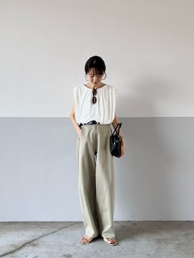 「GLOBAL WORK（グローバルワーク）のGOODデニムバギーパンツ/498388（デニムパンツ）」を使った、mayumi+さん（レディース・158cm）の夏コーディネート