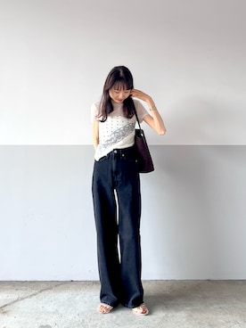 「アイテム（バンダナ/スカーフ、ホワイト系）」を使った、mayumi+さん（レディース・158cm）の秋コーディネート