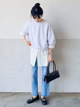 「ISOOK（アイスー）のアイテム（スウェット）」を使った、mayumi+さん（レディース・158cm）の春コーディネート
