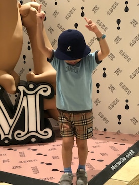 「KANGOL（カンゴール）のアイテム（キャップ）」を使った、Rychonさん（キッズ・110cm）の秋コーディネート