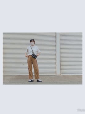 「Solace（ソレイス）のアイテム（パンツ）」を使った、HYOさん（レディース・166cm）の夏コーディネート