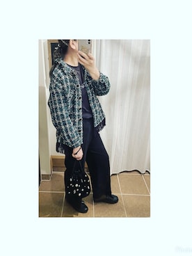 「ツイードジャケット」｜「アイテム（スリッポン）」を使った、HYOさん（レディース・166cm）の秋コーディネート