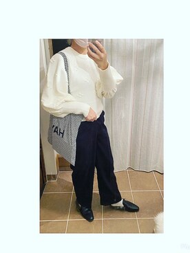 「Re:make（リメイク）のアイテム（スリッポン）」を使った、HYOさん（レディース・166cm）の秋コーディネート